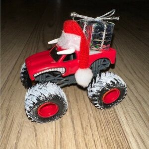 Red Monster Truck Toy with Santa Hat